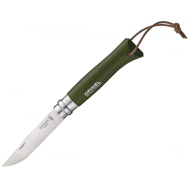 Opinel Nº8 Trekking Caqui Acero Inoxidable Cordón Cuero 001703