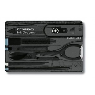 Victorinox Swisscard Classic, Tarjeta 10 Usos Negra Transp. V.07133.T3