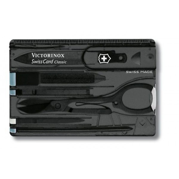 Victorinox Swisscard Classic, Tarjeta 10 Usos Negra Transp. V.07133.T3